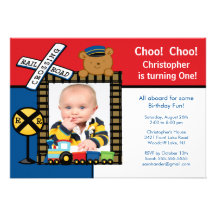 Invitation d'anniversaire de photo de train de Cho