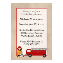 Invitation d'anniversaire de pompier