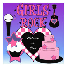Invitation d'anniversaire de roche de filles