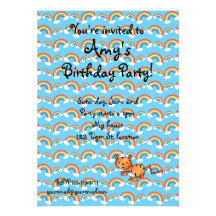 Invitation d'anniversaire de tigre d'arc-en-ciel