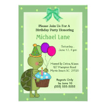Invitation d'anniversaire de tortue