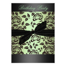 Invitation d'anniversaire rose noir/vert et d'arc