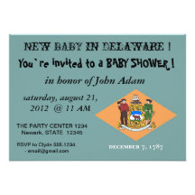 Invitation de baby shower avec le drapeau du Delaw