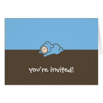 Invitation de baby shower - bleu et Brown cartes
