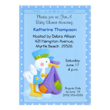 Invitation de baby shower de cigogne