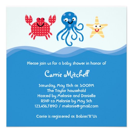 Invitation de baby shower de créatures de mer