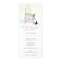 Invitation de baby shower de fille - huche de bébé