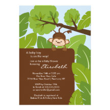 Invitation de baby shower de garçon de singe de ju