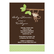 Invitation de baby shower de safari de singe de bé