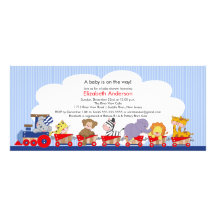 Invitation de baby shower de train d'animaux de ju