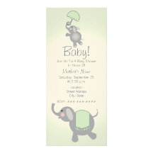 Invitation de baby shower de vert d'éléphant de mè