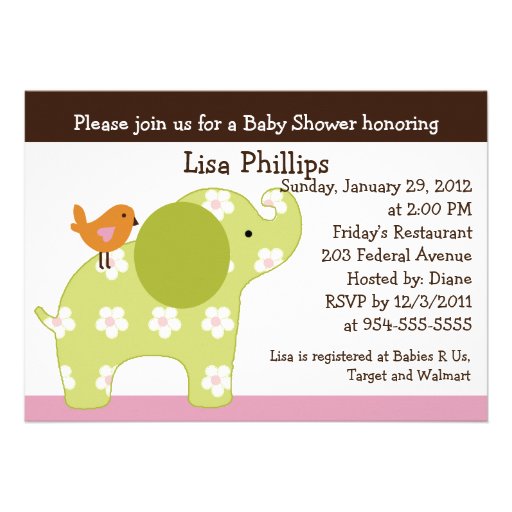 Invitation de baby shower d'éléphant de Jill de ju