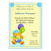 Invitation de baby shower d'ours