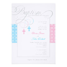Invitation de baptême de jumeaux de garçon et de f