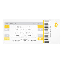 Invitation de billet de concert en jaune de soleil