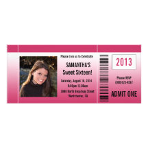 Invitation de billet de photo de sweet sixteen de 