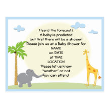 invitation de carte postale de jungle de baby show
