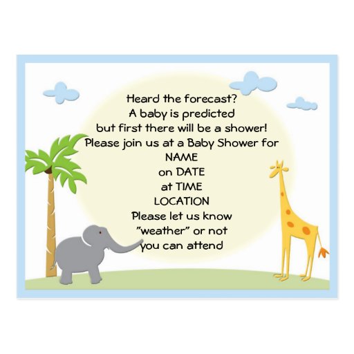 invitation de carte postale de jungle de baby show