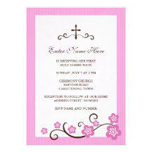 Invitation de communion de rose de fleurs de ceris