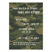 Invitation de fête d'anniversaire de Camo