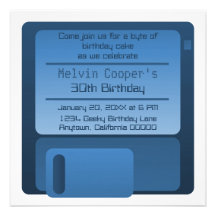 Invitation de fête d'anniversaire de geek de disqu
