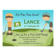 Invitation de fête d'anniversaire de golf de petit