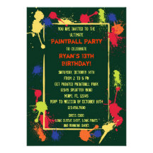 Invitation de fête d'anniversaire de Paintball