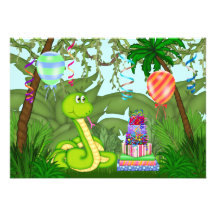 Invitation de fête d'anniversaire de serpent vert 