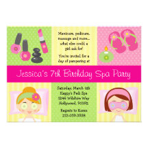 Invitation de fête d'anniversaire de spa de Mani P