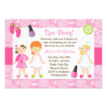 Invitation de fête d'anniversaire de spa d'enfants