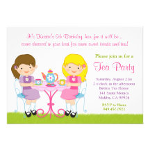 Invitation de fête d'anniversaire de thé de filles