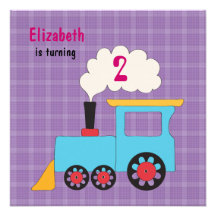 Invitation de fête d'anniversaire de train de Choo