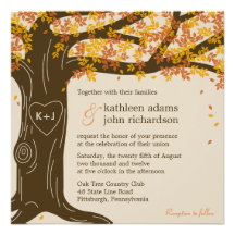 Invitation de mariage de automne de chêne