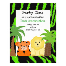 Invitation de partie d'animaux de jungle