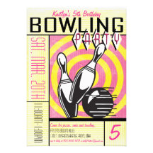 Invitation de partie de bowling - rose