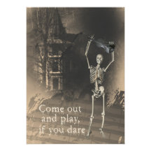Invitation de partie de Halloween, squelette avec 