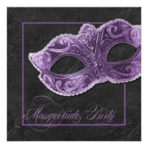 Invitation de partie de mascarade - violette et no