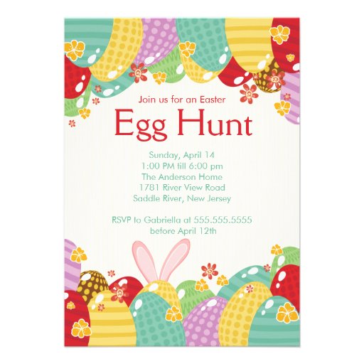 Invitation de partie de Pâques de chasse à oeufs d