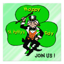 Invitation de partie de shamrock de lutin