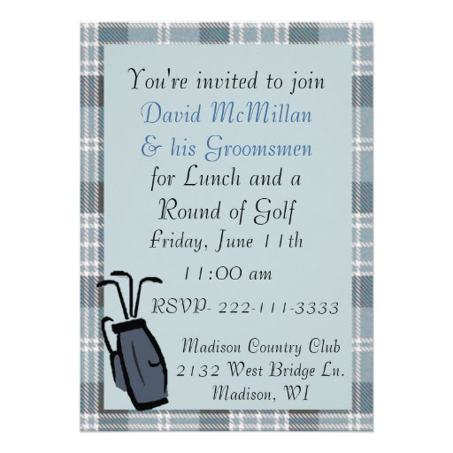 Invitation de partie du golf du marié