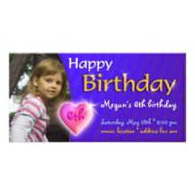 Invitation de photo d'anniversaire de Megan Cartes De Vœux Avec Photo