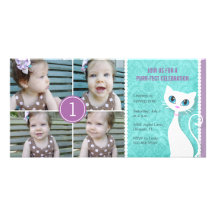 Invitation de photo de fête d'anniversaire de chat cartes de vœux avec photo