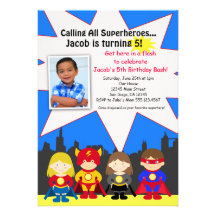 Invitation de photo de fête d'anniversaire de supe
