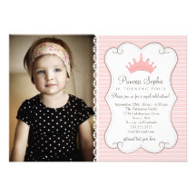 Invitation de princesse Birthday Pink Crown Photo