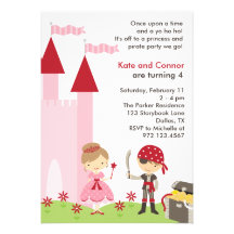 Invitation de princesse et de pirate