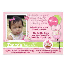 invitation de rose de petit gâteau de 1 an ADORABL
