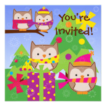 Invitation de vacances de hiboux d'hiver