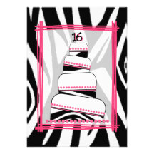Invitation d'impression de zèbre 16ème et de fête 