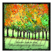 Invitation - dîner de thanksgiving - arbres d'auto