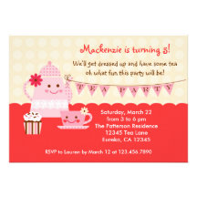 Invitation douce de fête d'anniversaire de thé